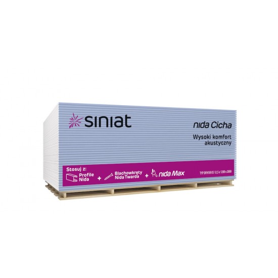 Siniat Nida Cicha akusztikus gipszkarton 12.5 mm / 1.2 × 2 m / 2.4 m2